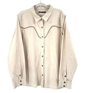 NEW SHYANNE Corduroy Pearl Snap Western Shirt Women's XXXL Brown Landman Cowgirl